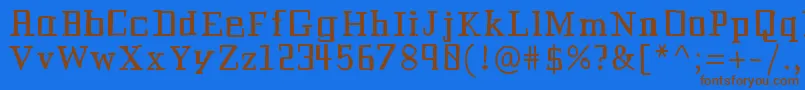 フォントHistorianbold – 茶色の文字が青い背景にあります。