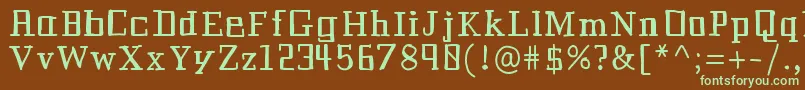 フォントHistorianbold – 緑色の文字が茶色の背景にあります。