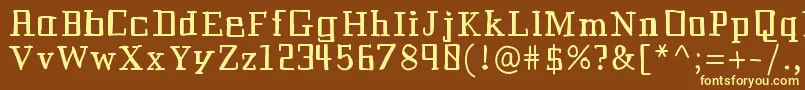 Historianbold-fontti – keltaiset fontit ruskealla taustalla