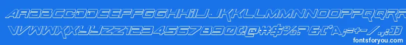 SpaceRanger3DItalic-Schriftart – Weiße Schriften auf blauem Hintergrund