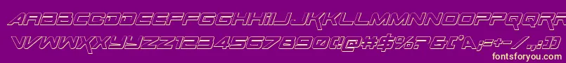Fonte SpaceRanger3DItalic – fontes amarelas em um fundo roxo