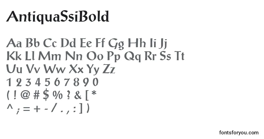 Шрифт AntiquaSsiBold – алфавит, цифры, специальные символы