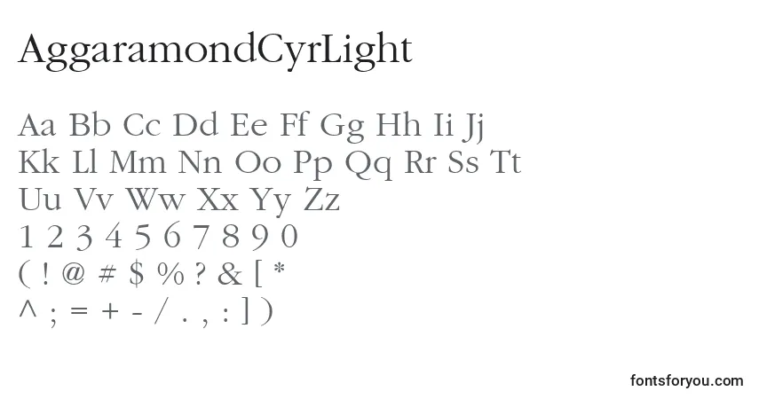 Fuente AggaramondCyrLight - alfabeto, números, caracteres especiales