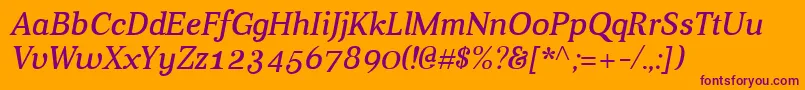 フォントAverItalic – オレンジの背景に紫のフォント