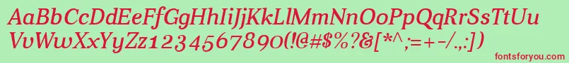 Czcionka AverItalic – czerwone czcionki na zielonym tle