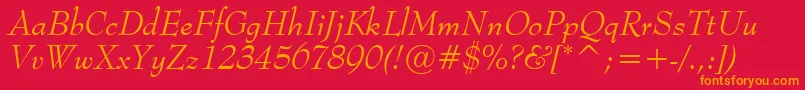 Fonte MonitorSsiItalic – fontes laranjas em um fundo vermelho