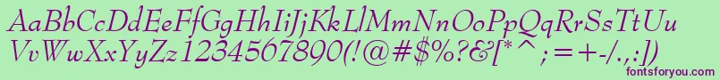 MonitorSsiItalic-Schriftart – Violette Schriften auf grünem Hintergrund