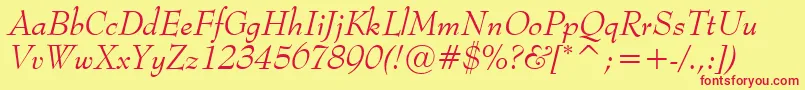 MonitorSsiItalic-fontti – punaiset fontit keltaisella taustalla