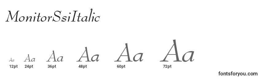 Размеры шрифта MonitorSsiItalic