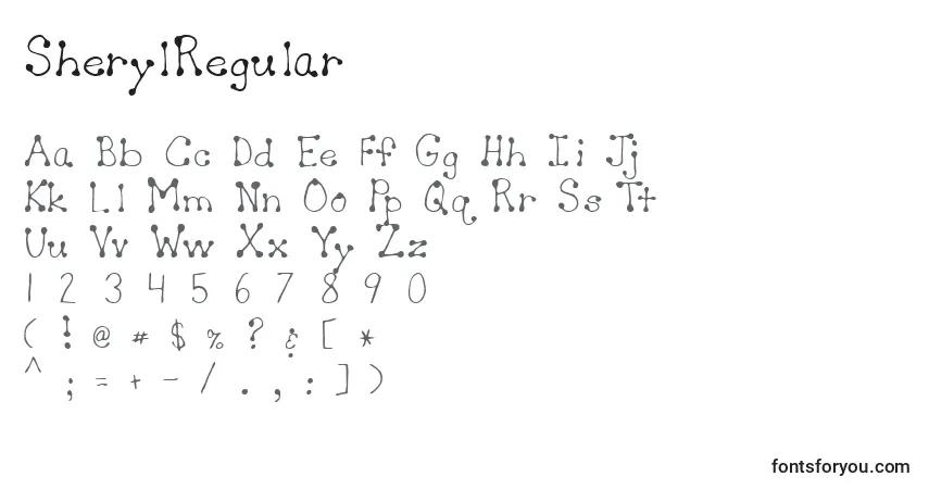 A fonte SherylRegular – alfabeto, números, caracteres especiais