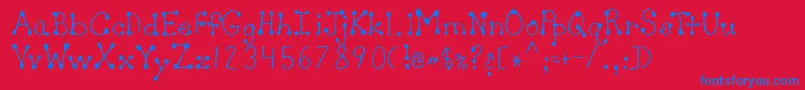 SherylRegular-Schriftart – Blaue Schriften auf rotem Hintergrund