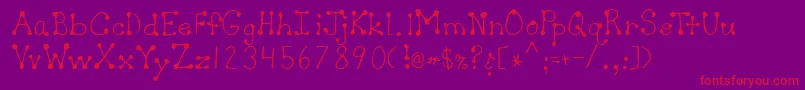 SherylRegular-Schriftart – Rote Schriften auf violettem Hintergrund