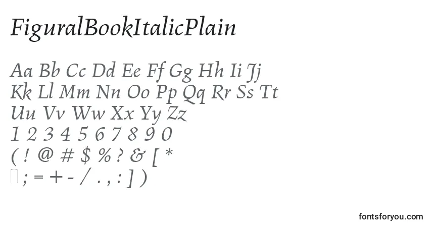FiguralBookItalicPlain-fontti – aakkoset, numerot, erikoismerkit