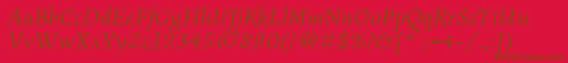 Weitere Informationen zur FiguralBookItalicPlain-Schriftart FiguralBookItalicPlain-Schriftart – Braune Schriften auf rotem Hintergrund