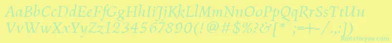 FiguralBookItalicPlain Font – Green Fonts on Yellow Background