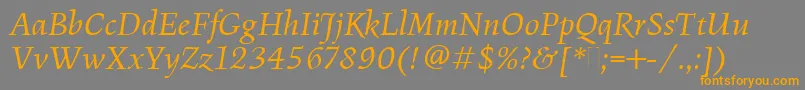 FiguralBookItalicPlain-Schriftart – Orangefarbene Schriften auf grauem Hintergrund