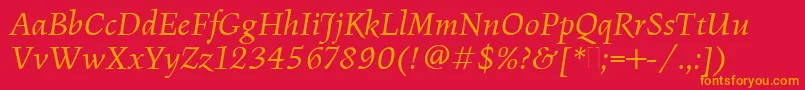 FiguralBookItalicPlain Font – Orange Fonts on Red Background