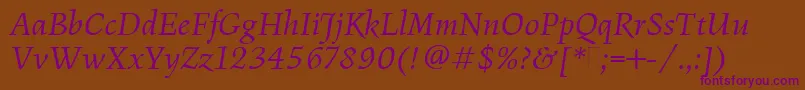 FiguralBookItalicPlain Font – Purple Fonts on Brown Background