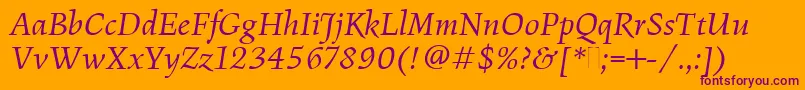 FiguralBookItalicPlain Font – Purple Fonts on Orange Background