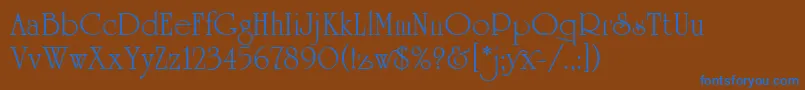 UniversityRomanPlain-Schriftart – Blaue Schriften auf braunem Hintergrund