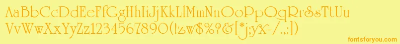 UniversityRomanPlain-Schriftart – Orangefarbene Schriften auf gelbem Hintergrund