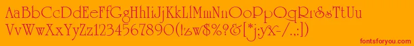 フォントUniversityRomanPlain – オレンジの背景に赤い文字