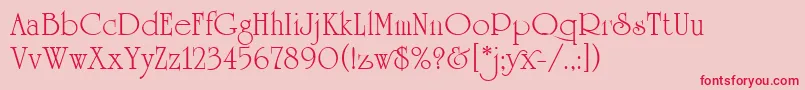 フォントUniversityRomanPlain – ピンクの背景に赤い文字