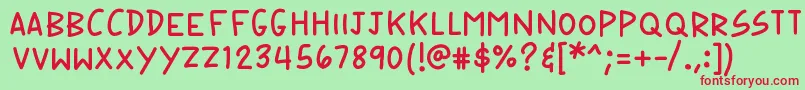 K26speechbubble-Schriftart – Rote Schriften auf grünem Hintergrund