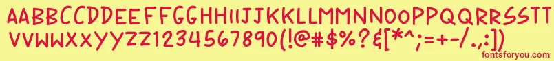 K26speechbubble Font – Red Fonts on Yellow Background