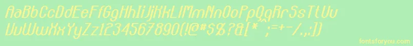 フォントCarltonItalic – 黄色の文字が緑の背景にあります