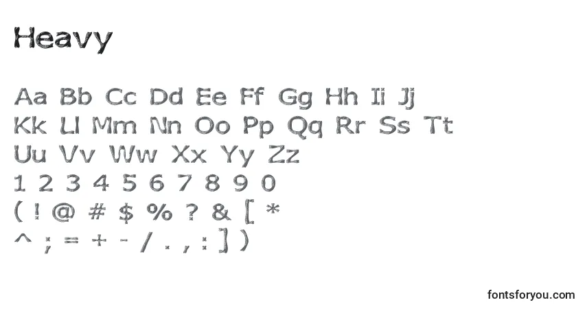 Czcionka Heavy – alfabet, cyfry, specjalne znaki