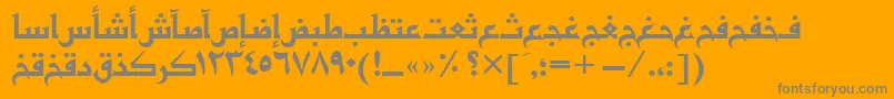 Basratt-fontti – harmaat kirjasimet oranssilla taustalla