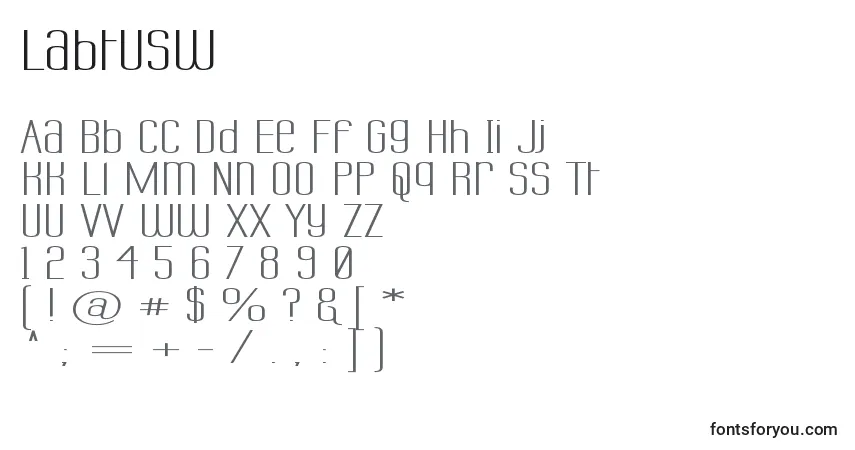 Czcionka Labtusw – alfabet, cyfry, specjalne znaki