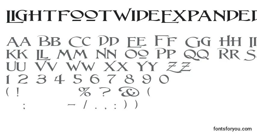 Schriftart LightfootWideExpandedRegular – Alphabet, Zahlen, spezielle Symbole