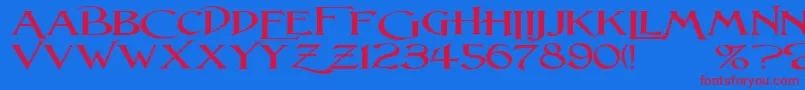 LightfootWideExpandedRegular-Schriftart – Rote Schriften auf blauem Hintergrund