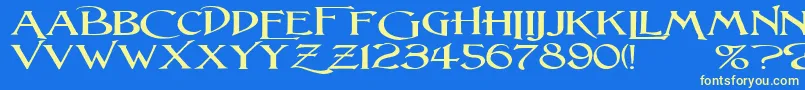 LightfootWideExpandedRegular Font – Yellow Fonts on Blue Background