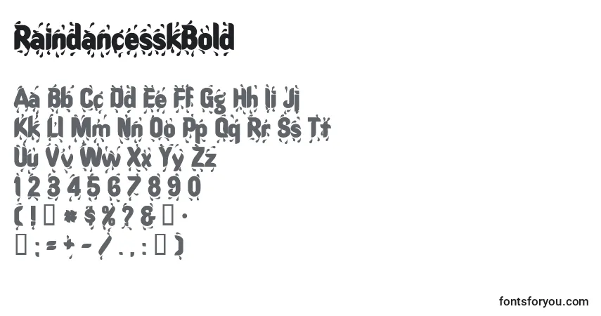 Fuente RaindancesskBold - alfabeto, números, caracteres especiales