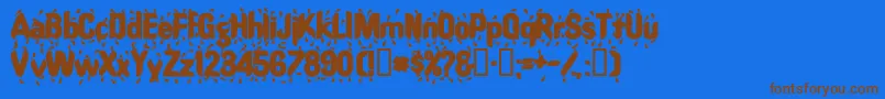 RaindancesskBold-Schriftart – Braune Schriften auf blauem Hintergrund