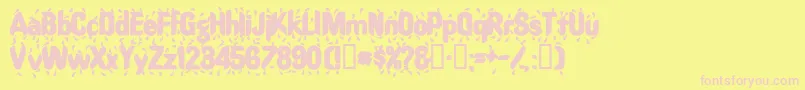 RaindancesskBold-Schriftart – Rosa Schriften auf gelbem Hintergrund