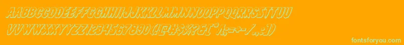 Direwolf3Dital-Schriftart – Grüne Schriften auf orangefarbenem Hintergrund