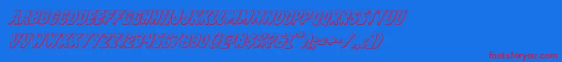 Direwolf3Dital-Schriftart – Rote Schriften auf blauem Hintergrund