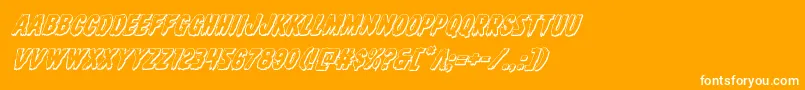 Direwolf3Dital-Schriftart – Weiße Schriften auf orangefarbenem Hintergrund