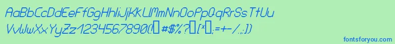 Czcionka LoveParadeItalian – niebieskie czcionki na zielonym tle