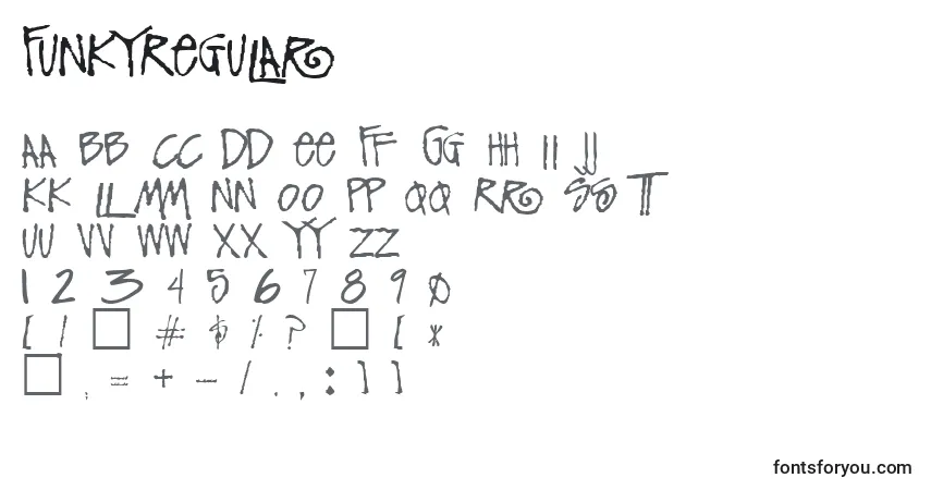 Czcionka FunkyRegular – alfabet, cyfry, specjalne znaki