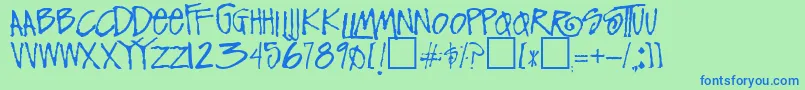 FunkyRegular Font – Blue Fonts on Green Background