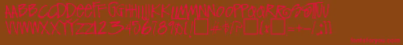 FunkyRegular Font – Red Fonts on Brown Background