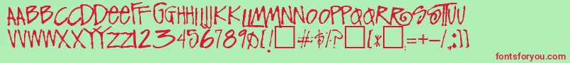 FunkyRegular Font – Red Fonts on Green Background
