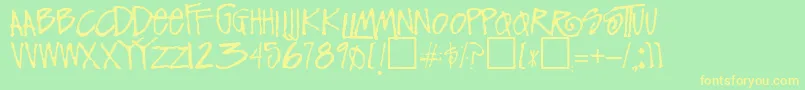 FunkyRegular Font – Yellow Fonts on Green Background