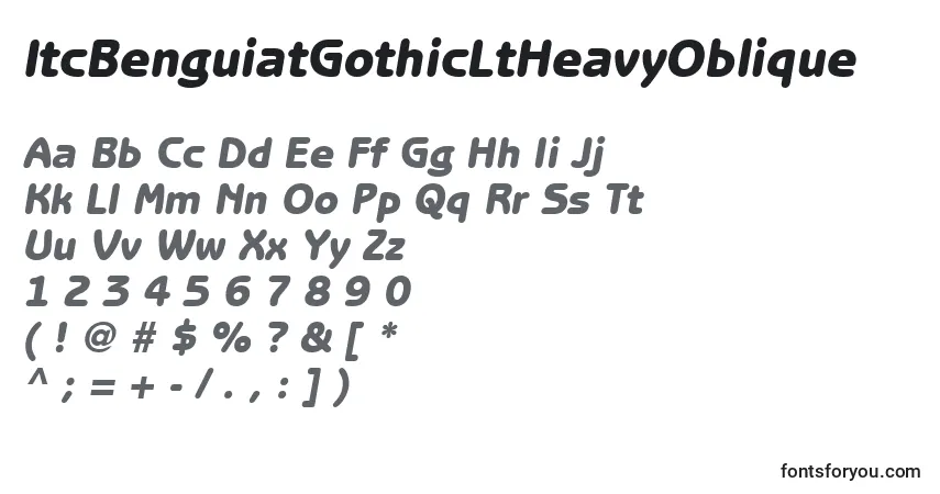 Schriftart ItcBenguiatGothicLtHeavyOblique – Alphabet, Zahlen, spezielle Symbole