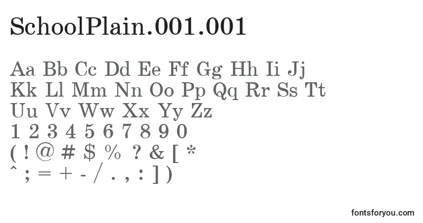 A fonte SchoolPlain.001.001 – alfabeto, números, caracteres especiais
